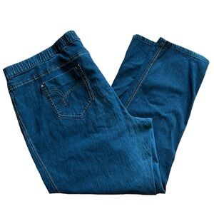Penningtons women’s jeans pull on 3X‎ blue denim pants elastic waist
